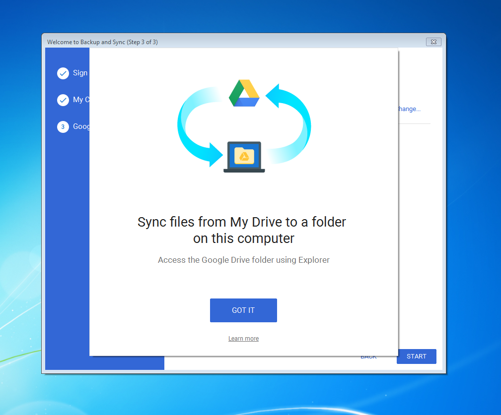 backup and sync from google instructions